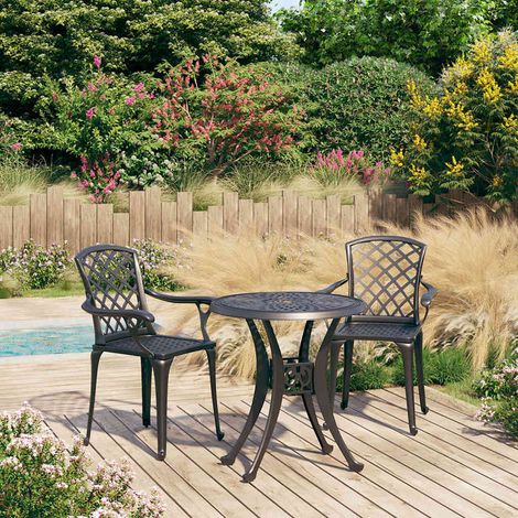 Ensemble de bistro 3 pcs-Salon de jardin bistro Aluminium coulé Noir 800275 (1/5)