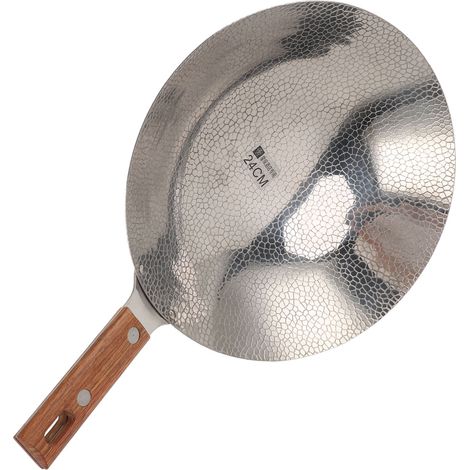Poêle à frire 24cm en acier inoxydable 304, manche en bois, chauffe rapide, antiadhésive, multifonction, pour sauter et frire (1/5)