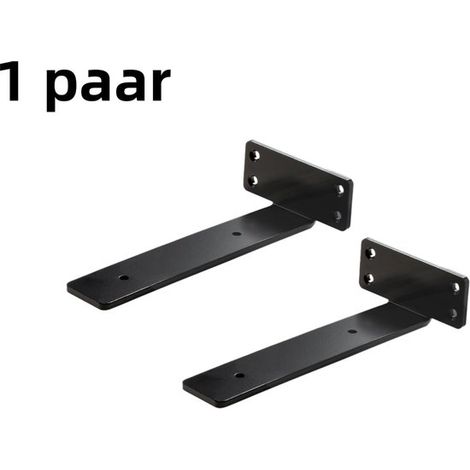 paire - équerre flottante en forme de T - étagère murale - cadre de support invisible - support d'étagère de meuble - installation bricolage - 40150 mm - 4 mm d'épaisseur - 6 pouces noir (1/5)