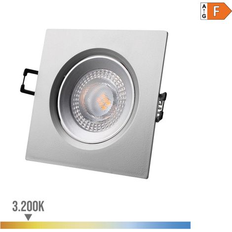DOWNLIGHT LED EMPOTRABLE CUADRADO 5W 3200K LUZ CALIDA COLOR CROMO 9x9cm EDM (1/3)