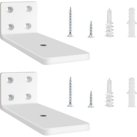 2er-Set Regalhalterungen – Wandmontage – Unsichtbare Befestigung für schwebende Regale – Für den Innen- und Außenbereich geeignet – Weiß – 10 x 10 cm (1/5)
