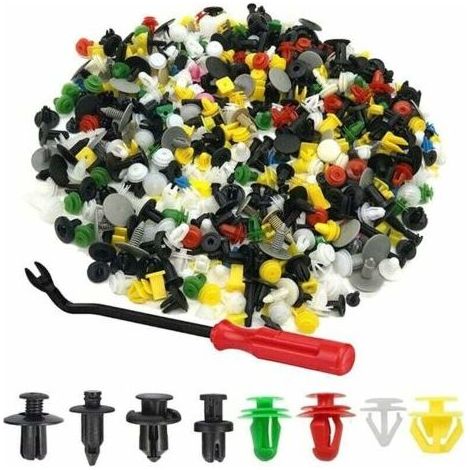 500pcs Rivet Clips Plastique, Plastique Fixation Auto Universel, de Garniture Voiture avec Outil Démontage, pour Panneaux Garnitures Portes, Différentes Formes et Tailles (1/5)