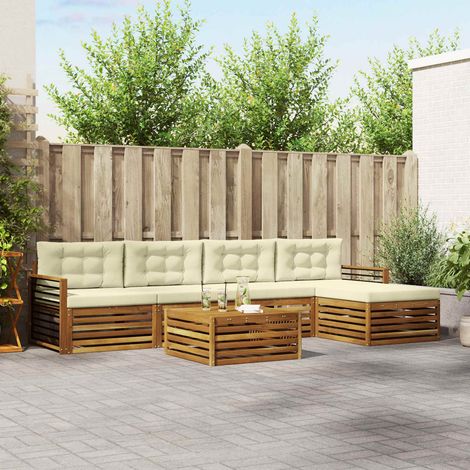 vidaXL Outdoor-Sofagarnitur mit Kissen 6 pcs Natur und Creme (1/5)