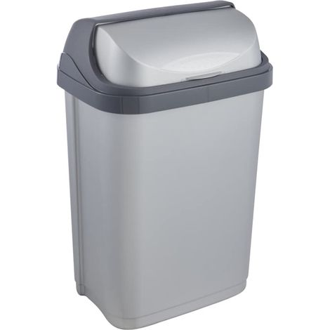 Pattumiera con Coperchio a Scorrimento, 10 L, Rasmus, Argentato (1/5)