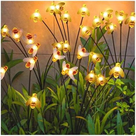 Lot de 4 lumiere Petite abeille solaire exterieur, Lampe Solaire Led Firefly Plug Light, lumière Petite abeille à énergie solaire, Lampes Solaires Extérieures, Lampes Solaires de Jardin-10 perl (1/5)