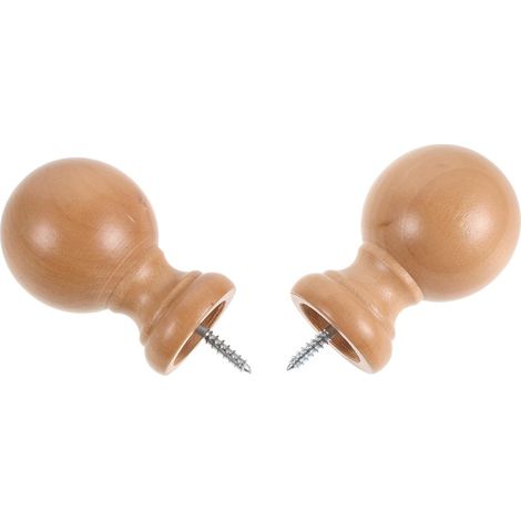 Embouts Ronds en Bois Beige Faciles à Remplacer Lot de 2 Décoratifs et Sécurisés et Divers Styles de Décoration pour Tringles à Rideaux Adaptés aux Pièces (1/5)