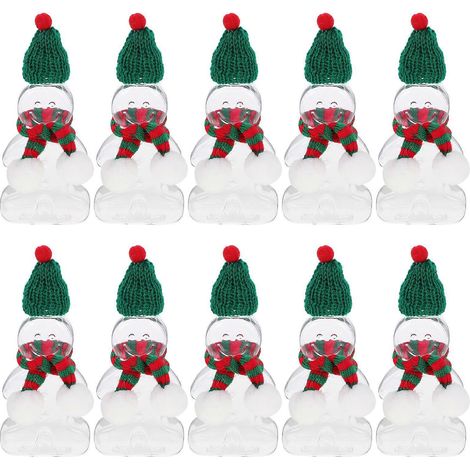 lot de bouteilles de rangement pour jus sur le thème de Noël, bouteilles en forme de pain d'épice avec écharpes et chapeaux-14.00X7.50X3.80CM (1/4)