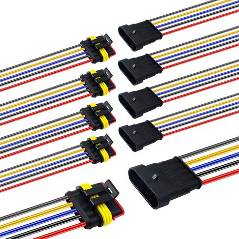 FLITI 5er-Packung 16 AWG 5-polige wasserdichte Kfz-Elektrosteckverbinder mit AWG-Marinekabel (1/4)