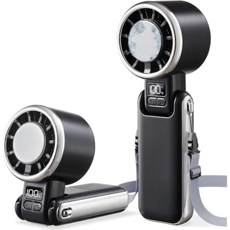 Ventilatore portatile ricaricabile con scomparto per il ghiaccio - 5 velocità turbo, autonomia della batteria di 13 ore, formato mini ideale per viaggi e ufficio. (1/5)