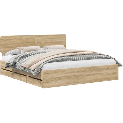 Maison Exclusive - Bettrahmen mit Kopfteil Sonoma-Eiche 200 x 200