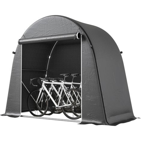 Pour vélos, outils et bois tente garage abri de jardin extérieur avec porte enroulable et bâche étanche gris foncé (1/5)