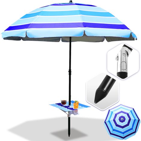 Parasol abri solaire - Parasol - parasol jardin, parasol deporté, parasol de balcon inclinable 210m avec housse de protection Bleu clair (1/5)