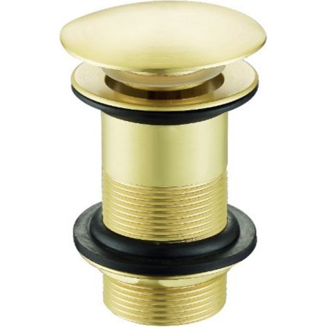 Push Button Unslotted Basin Waste Sprung Brushed Brass