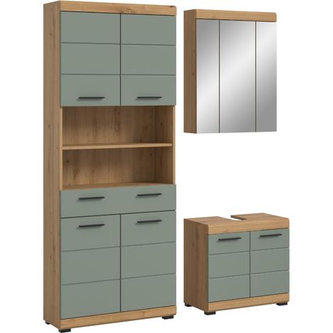 Scout ensemble de meubles de salle de bains S23 décor sauge, chêne décor. (1/5)