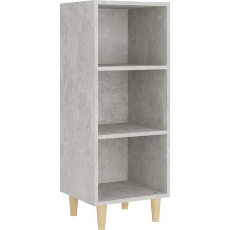 Buffet Meuble de Rangement 3 Compartiments Bois d'Ingénierie Gris Béton 34,5 x 32,5 x 90 cm (1/5)
