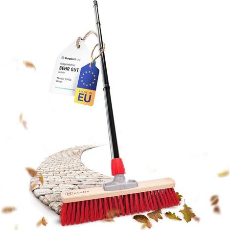 Balai de rue avec manche extérieur 40 cm Poils élastomère Idéal comme balai extérieur Balai de jardin avec manche Poils durs Balai de