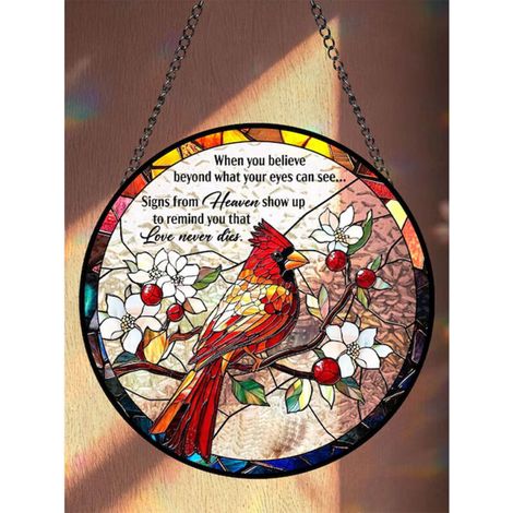 Attrape-soleil cardinal 15 cm, décoration vitrail maison