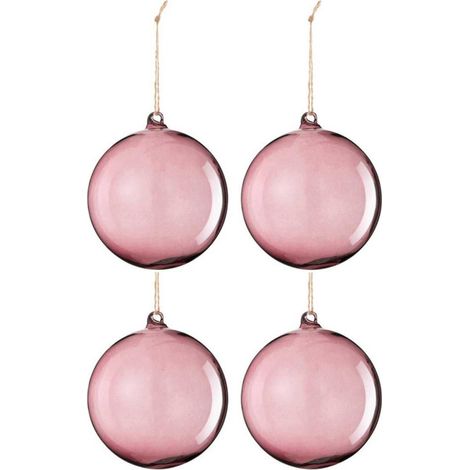 Lot de 4 Boules de Noël "Lindsay" 12cm Rose