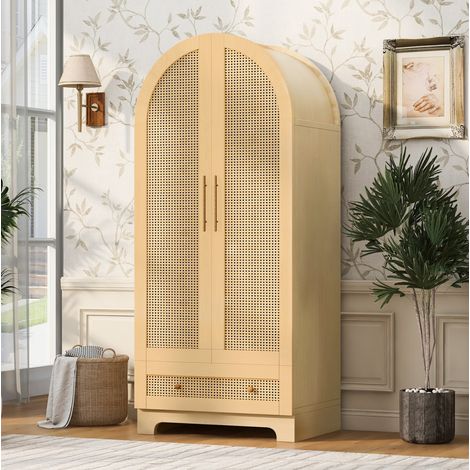 Armario ropero 2 puertas con cajones madera 70x55x170 OKMYHOME (1/5)