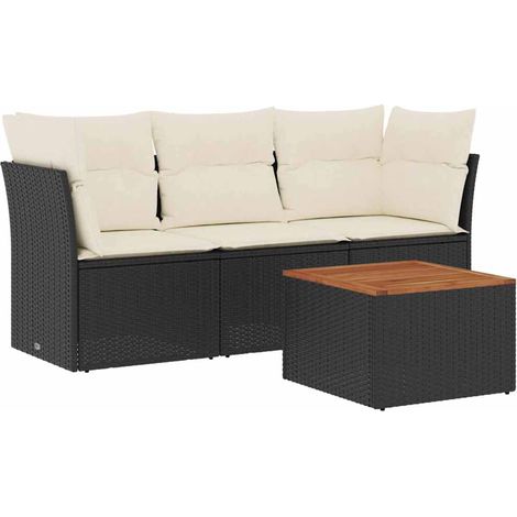 Maison Exclusive - Set Divani da Giardino 4 pz con Cuscini Nero in Polyrattan
