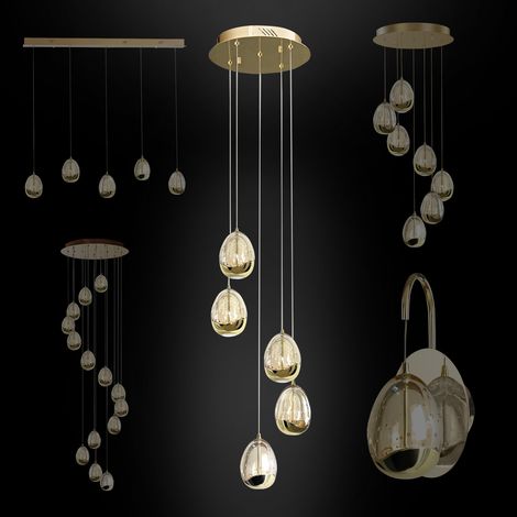 Hexim Light Pendelleuchte LED 4000K Hängeleuchte bis 2m Wandleuchte Deckenleuchte Lampen Egg: Pendelleuchte Rund (5 Flammig), Gold (1/4)