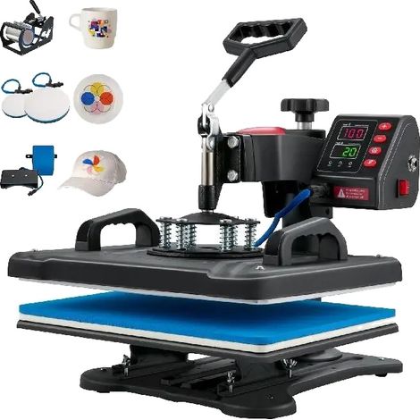 5-in-1 Heizpressmaschine, 12 x 15 Zoll, 1250 Watt, 39,7 Pfund, Zeitbereich: 0 - 999 Sekunden, Hutpressgröße: 5 x 3 x 1 Zoll (1/5)