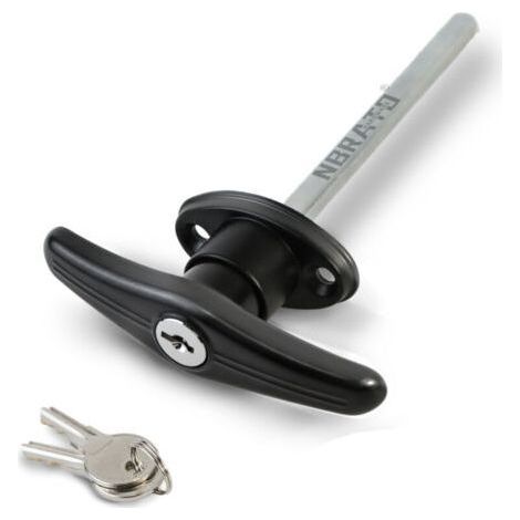 Serrure de porte de garage avec poignée en T verrouillable en alliage de zinc, accessoires de serrure longue pour rs et bâtiments extérieurs (1/5)