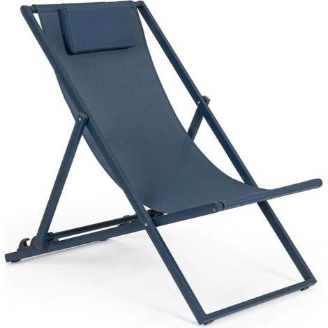 KLULK Sedia A Sdraio Pieghevole In Alluminio Blu, Telo In Texilene, Schienale Reclinabile 3 Posizioni, 60x101x35 Cm (1/5)