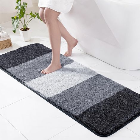 1 Tapis de bain, microfibre, antidérapant, absorbant, séchage rapide, salle de bain, 60 x 180 cm, bleu marine (1/5)