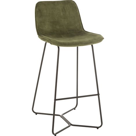 Chaise de bar métal et tissu doux vert Laurel 76.6cm (1/5)