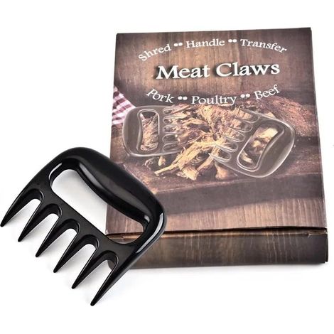 Griffes De Barbecue - 2 Pièces - Plastique ABS Noir - Résistant Chaleur 250°C - Pour Viandes Et Volailles - 11 x 10,5 cm (1/5)