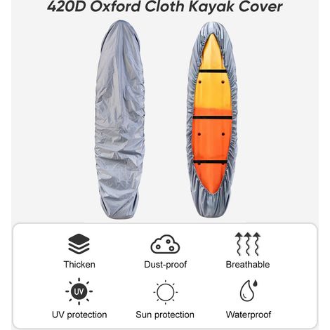 Housse de kayak étanche et résistante aux UV, canoë robuste et anti-poussière pour le stockage en extérieur (1/5)
