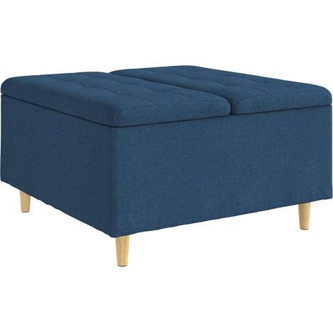 Pouf contenitore con cuscino Blu 80 x 80 x 45 cm Tessuto vidaXL