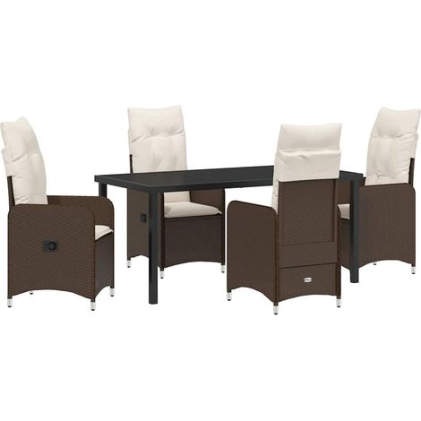 Maison Exclusive - Garten Essgruppe 5 pcs Braun Poly-Rattan (1/5)