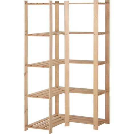 Eck-Lagerregal mit 5 Böden 82,5x82,5x170 cm Massivholz Kiefer