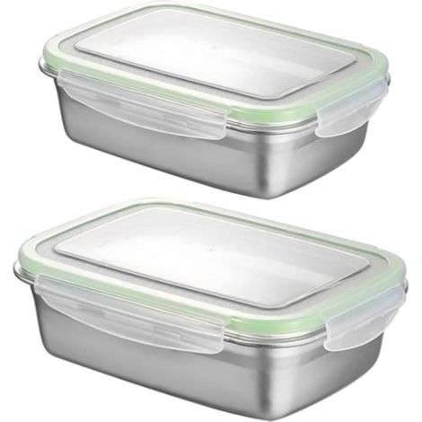 Boîtes à lunch en acier inoxydable (lot de 2) avec couvercles (1/5)