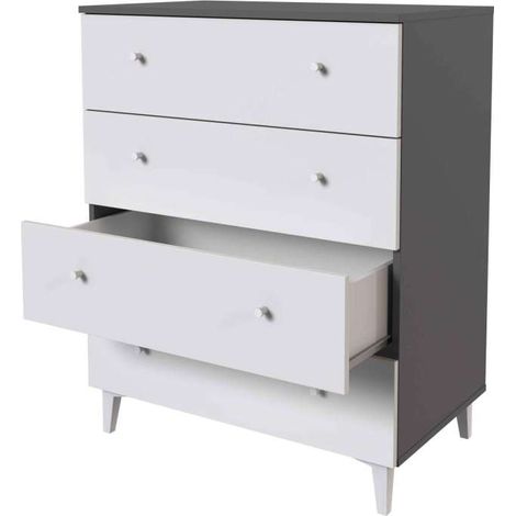 Cómoda 4 cajones Luna acabado gris parís/blanco. 100.4cm(alto), 80cm(ancho), 48cm(fondo) (1/2)