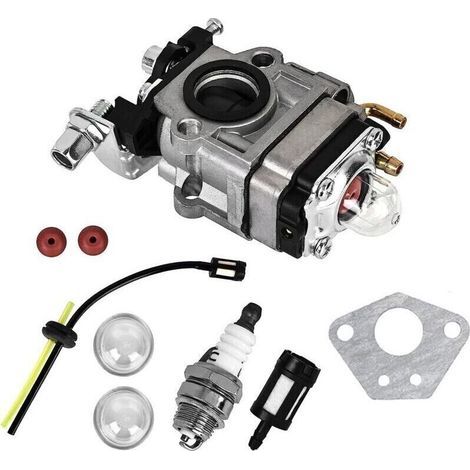 Carburateur Debroussailleuse Carburateur Kit: Kit Carburateur avec Ampoule D'apprêt +Joint+Bougie D'allumage pour Débroussailleuse GX35 52cc 49cc 43cc 40cc (1/4)