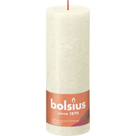 Bolsius Rustik Stumpenkerze weiche perle, Höhe 19 cm, Ø 6,8 cm Stumpen- und Kugelkerzen