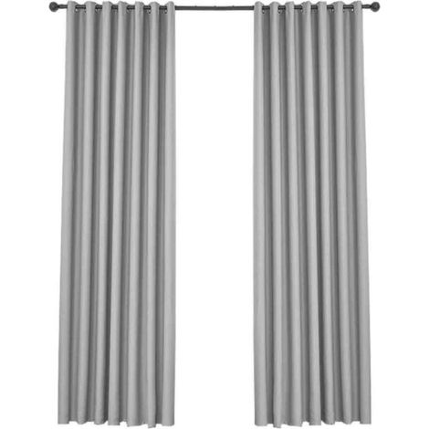 Rideaux Occultants Isolants Thermiques - Design Moderne à Oeillets - Gris Clair 132x240 cm-DOU