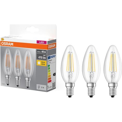 Lot de 3 Ampoules LED Filament Flamme - Culot E14-4 W Equivalent 40 W - Blanc Chaud 2700K (1/5)