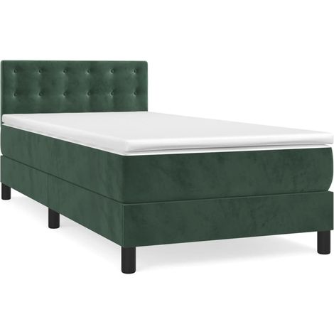 Lit simple,Lit adulte,Sommier à lattes de lit avec matelas Vert foncé 90x200 cm CFW7174414 (1/5)