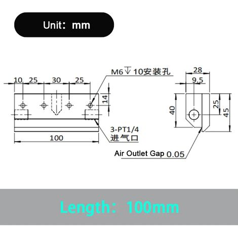 Buse à lame d'air (100 mm) alimentée par souffleur industriel, lame d'air, super lame d'air, lame d'air comprimé en alliage d'aluminium (1/5)