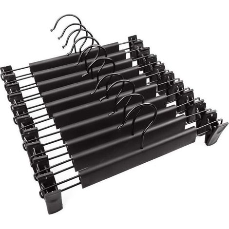 Online Store - Lot de 10 cintres Premium avec Solide antidérapant réglable Clips Chrome Poli Finition antirouille pivotant à 360 degrés à (1/5)