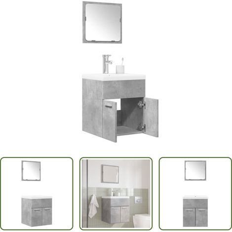 vidaXL Armoire de salle de bain -  Ensemble de meubles de salle de bain 3 pcs gris béton (1/5)