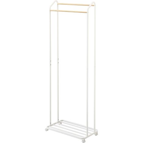 YAMAZAKI 3516 TOWER Appendiabiti con rotelle, bianco, Acciaio/Legno, minimalista, 67 x 35 x 172.5 cm (1/4)