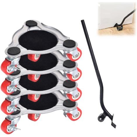 Kit de roulettes pour Meubles Charge Lourde, Charge de 400 kg, Kit Demenagement, Souleve Meuble, roulettes Pivotantes avec Frein, Planche Roulette Demenagement pour Canapé, Commodes