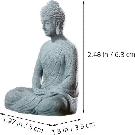 Buddha Statue Aquarium Decoration for Peace Light Grey Artificial Stone (1/4)