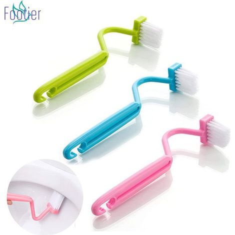 3-Piece Toilet Brush Set, Curved Plastic Toilet Rim Cleaning Brush for Toilet Corners