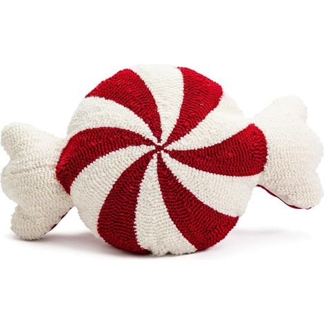 1 cojín navideño redondo con rayas de caramelo, ideal para decoración del hogar y exteriores.